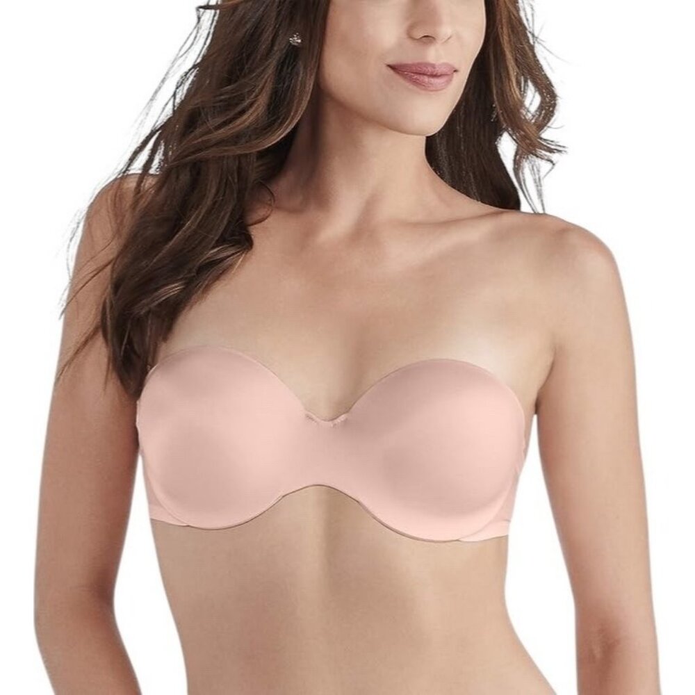 Vanity Fair Size‎ 36DD Nearly Invisible Strapless Underwire Bra Damask Neutral